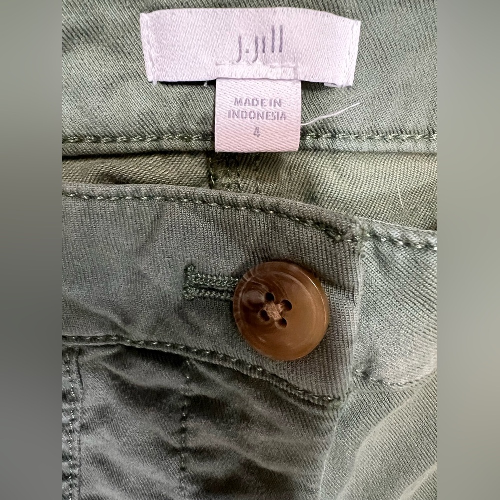 J Jill 4 Olive Fringe Hem Chino Straight Leg Pants - Picture 5 of 8